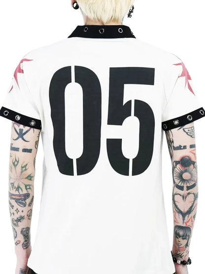 DETW online Vintage Skull Print Retro Street Polo Shirt
