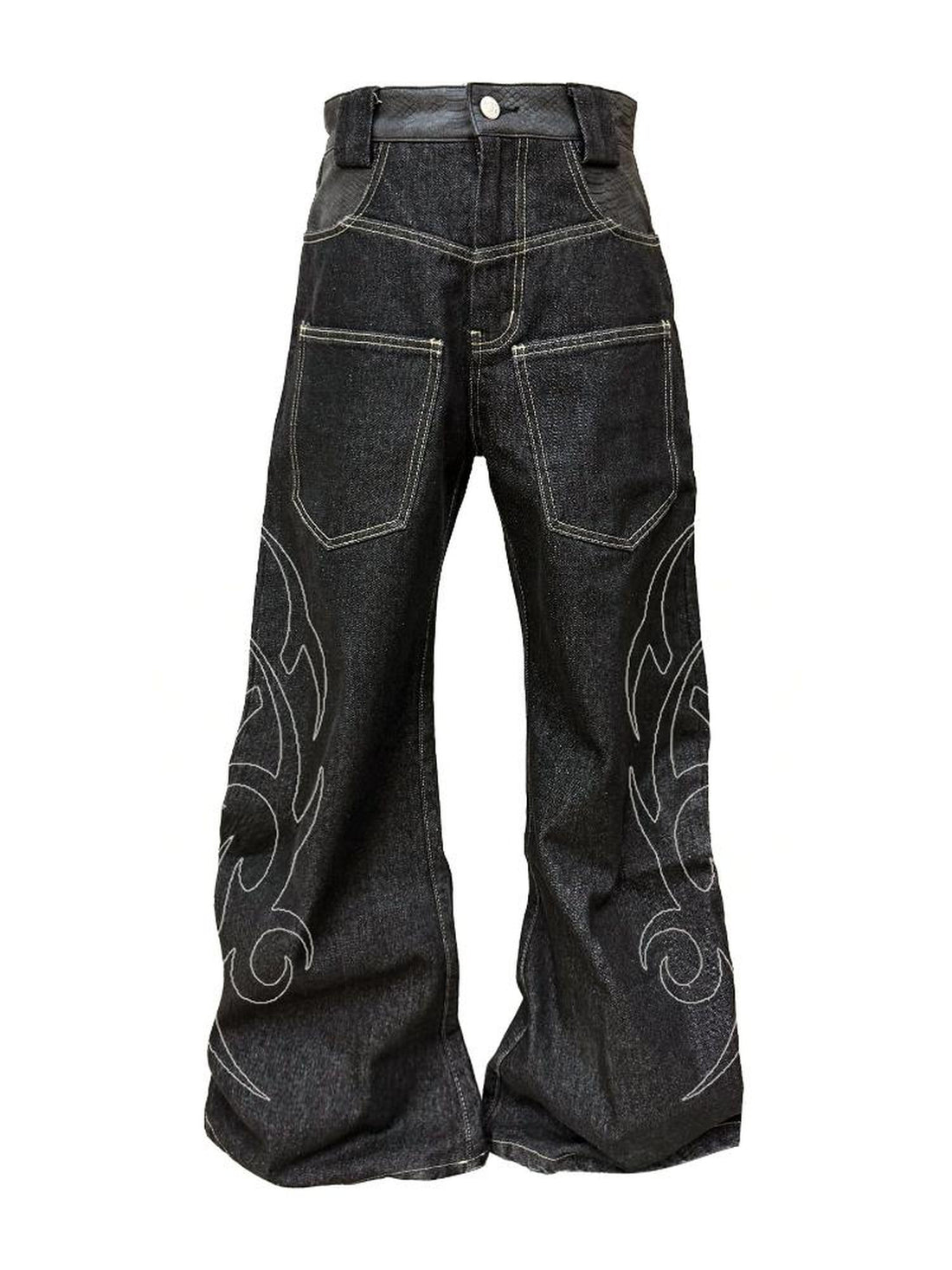 DETW online Vintage Snake Embroidered Wide Leg Jeans