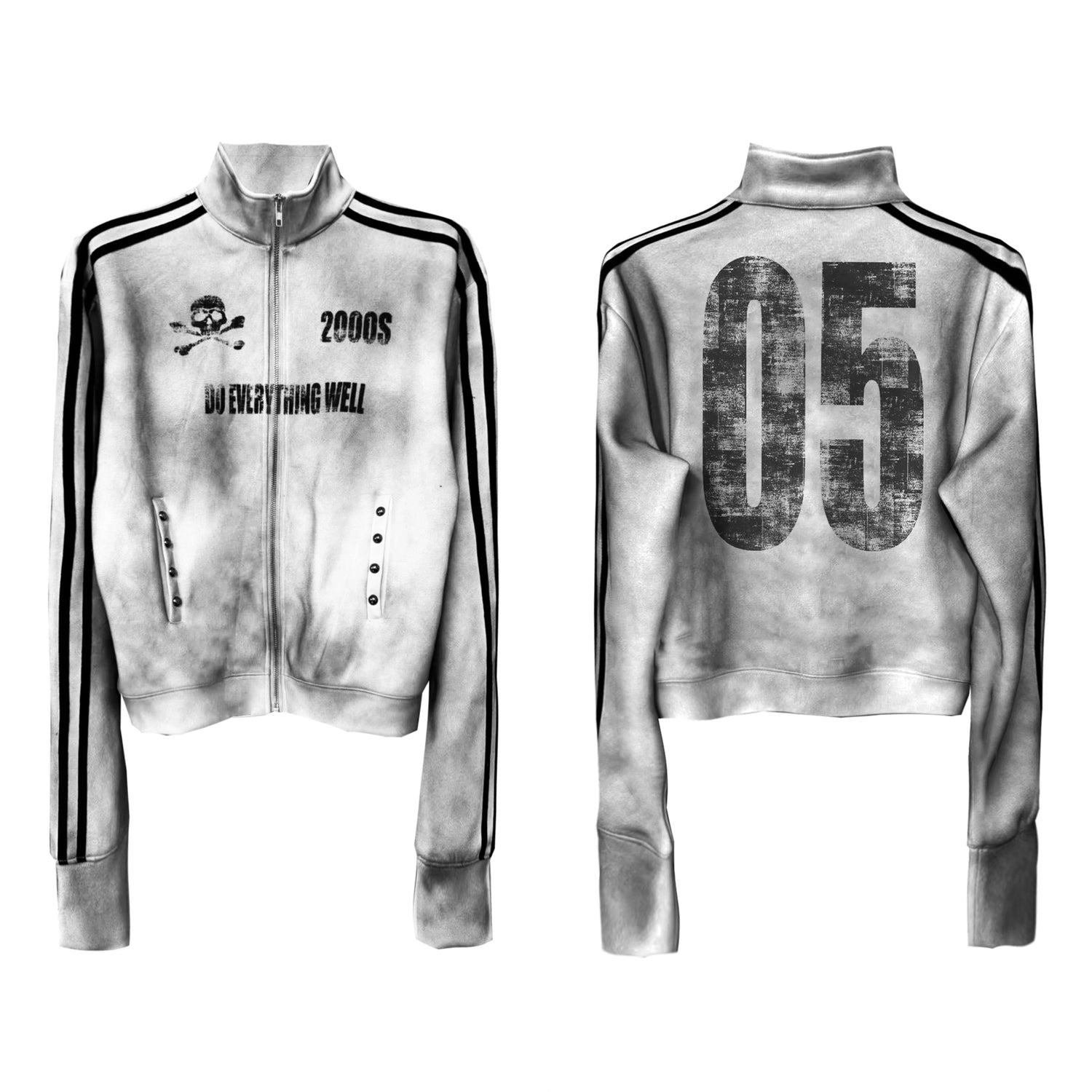 DETW online Vintage Wash Distressed Skull Loose Fit Streetwear Jacket