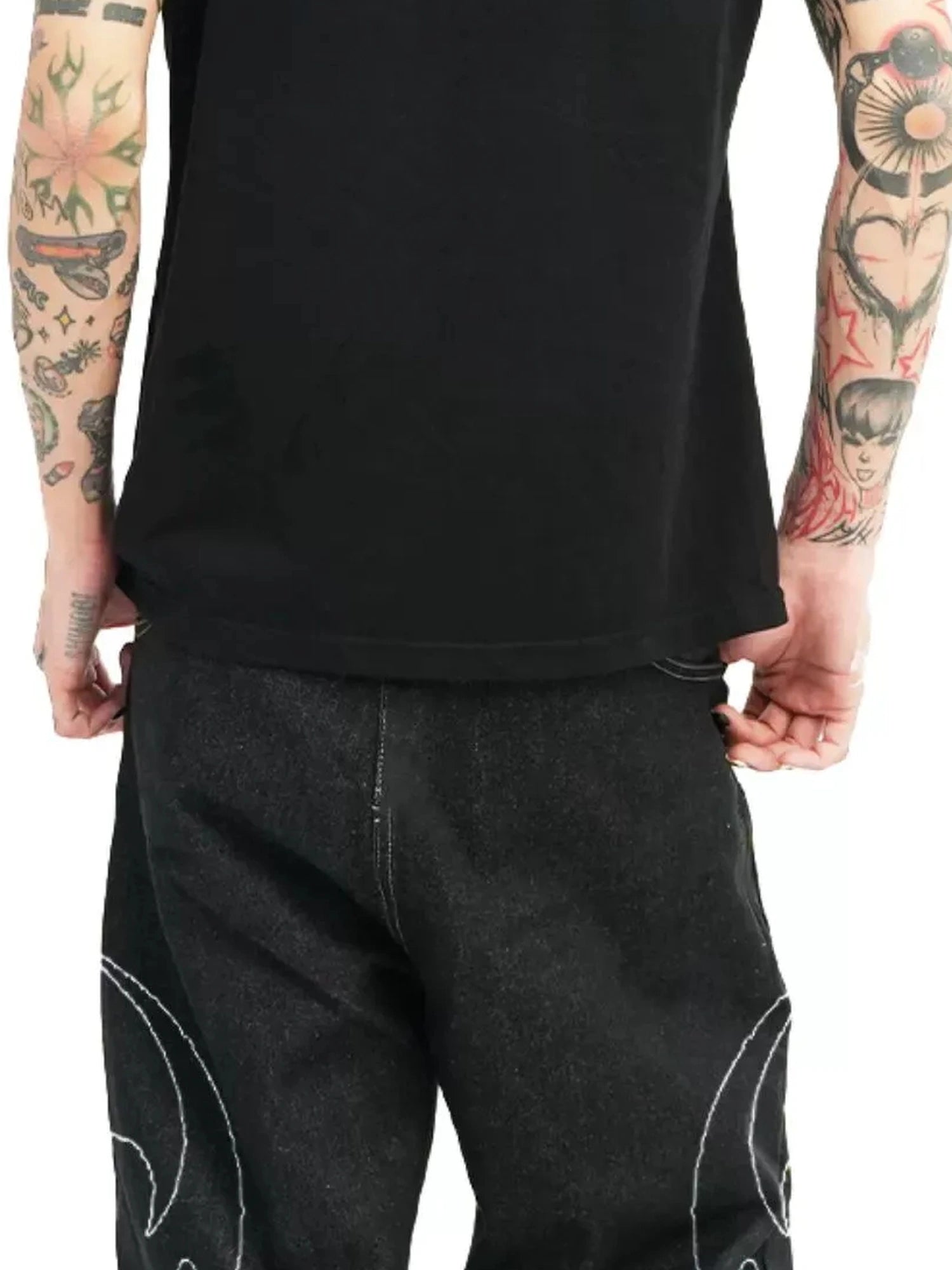 DETW online Vintage Washed 2000s Distressed Slim Fit V-neck T-shirt