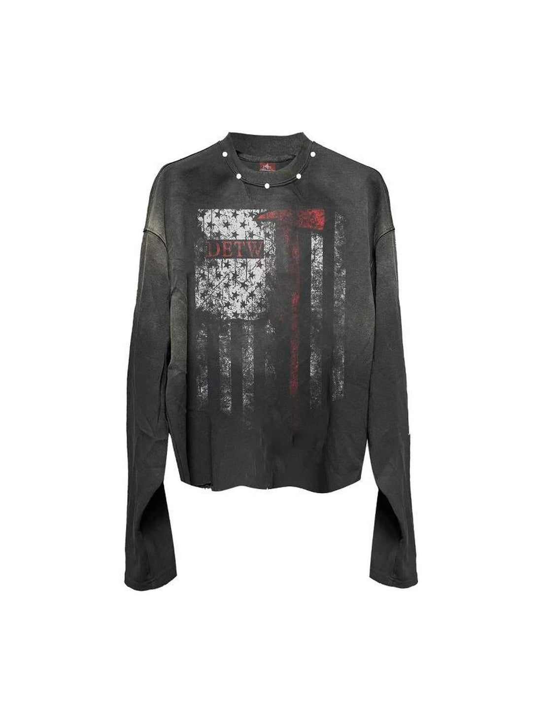 DETW online Vintage Washed Dark Blood Axe Studded Long Sleeve