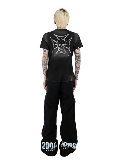 DETW online Vintage Washed Letter Print Slim Fit Tee