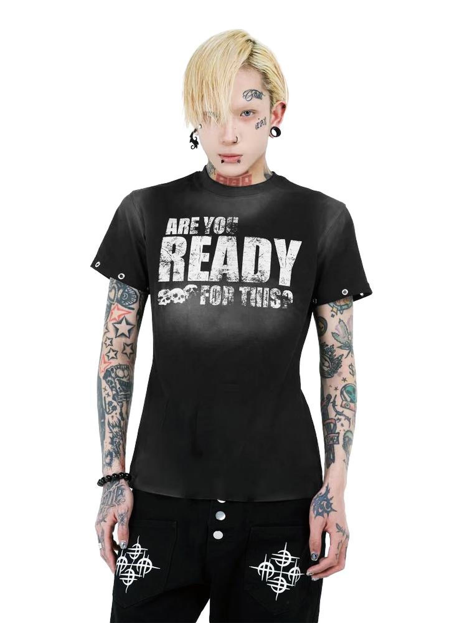 DETW online Vintage Washed Letter Print Slim Fit Tee