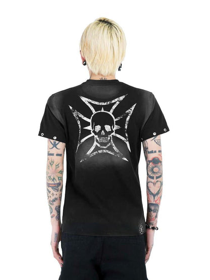 DETW online Vintage Washed Letter Print Slim Fit Tee