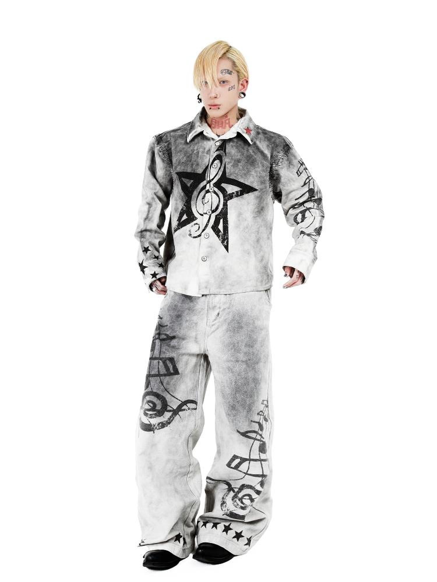 DETW online Vintage Washed Mud Dye Wide Leg Pants