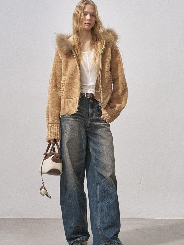 DIDDI MODA 3d Teddy Ear Lapel Fur Collar Women&