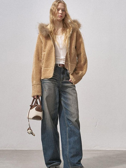 DIDDI MODA 3d Teddy Ear Lapel Fur Collar Women&