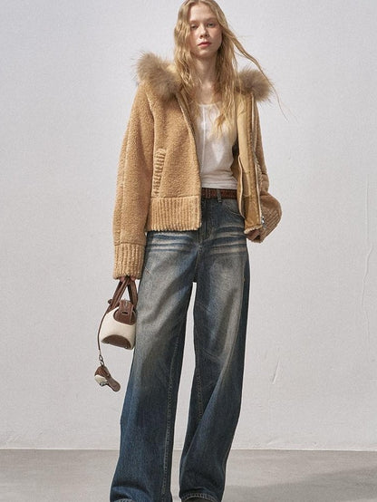 DIDDI MODA 3d Teddy Ear Lapel Fur Collar Women&