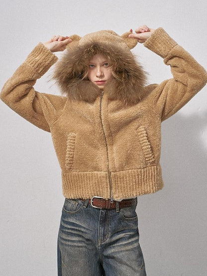 DIDDI MODA 3d Teddy Ear Lapel Fur Collar Women&