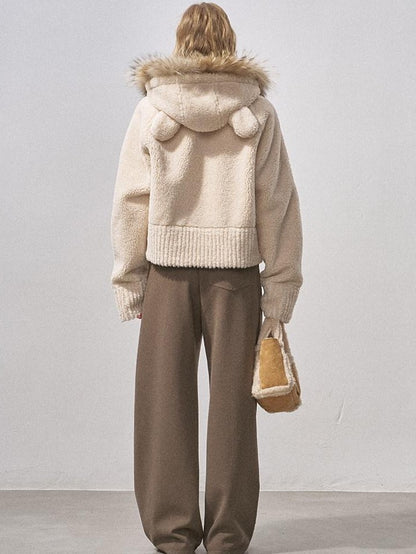 DIDDI MODA 3d Teddy Ear Lapel Fur Collar Women&