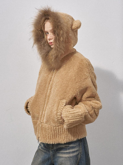 DIDDI MODA 3d Teddy Ear Lapel Fur Collar Women&