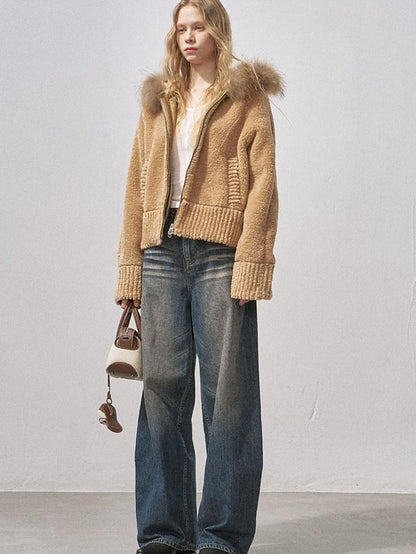 DIDDI MODA 3d Teddy Ear Lapel Fur Collar Women&