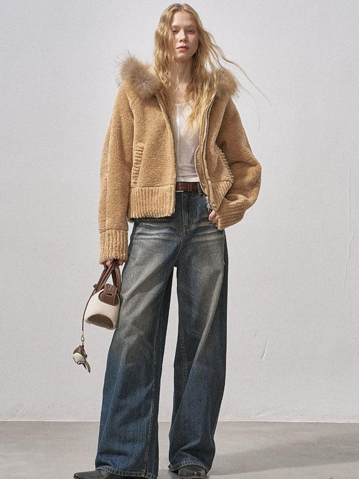 DIDDI MODA 3d Teddy Ear Lapel Fur Collar Women&