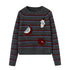 DIDDI_MODA_Apple_Embroidered_Striped_Crewneck_Loose_Women&
