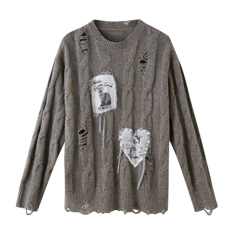 DIDDI_MODA_Applique_Kitten_Embroidered_Hollow_Cable_Women&