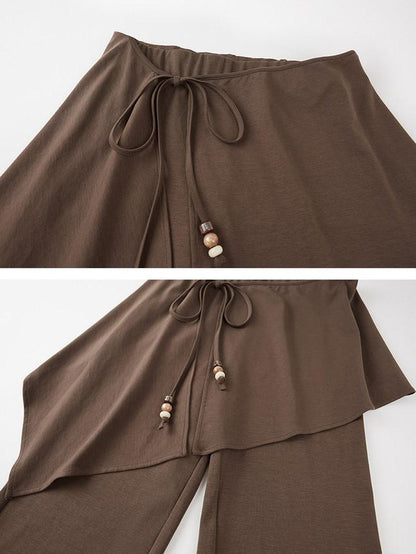 DIDDI MODA Asymmetric Patchwork Beaded Drawstring Layered Women&