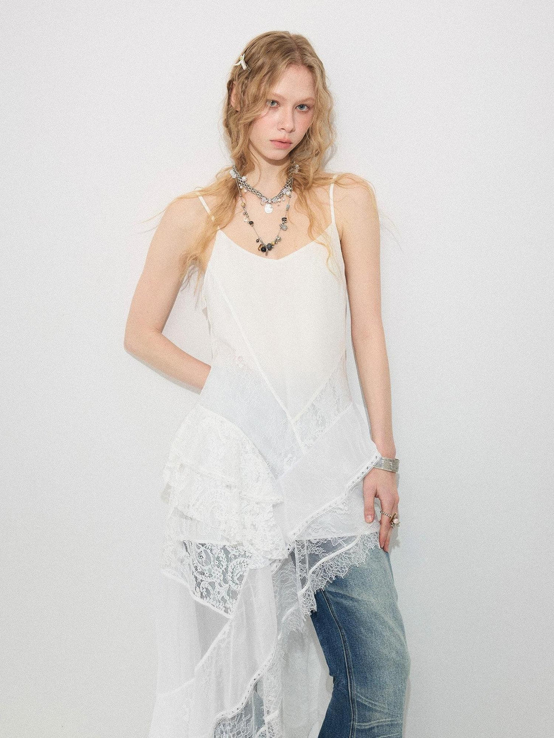 DIDDI MODA Beach Lace Irregular Spliced Strappy Women&