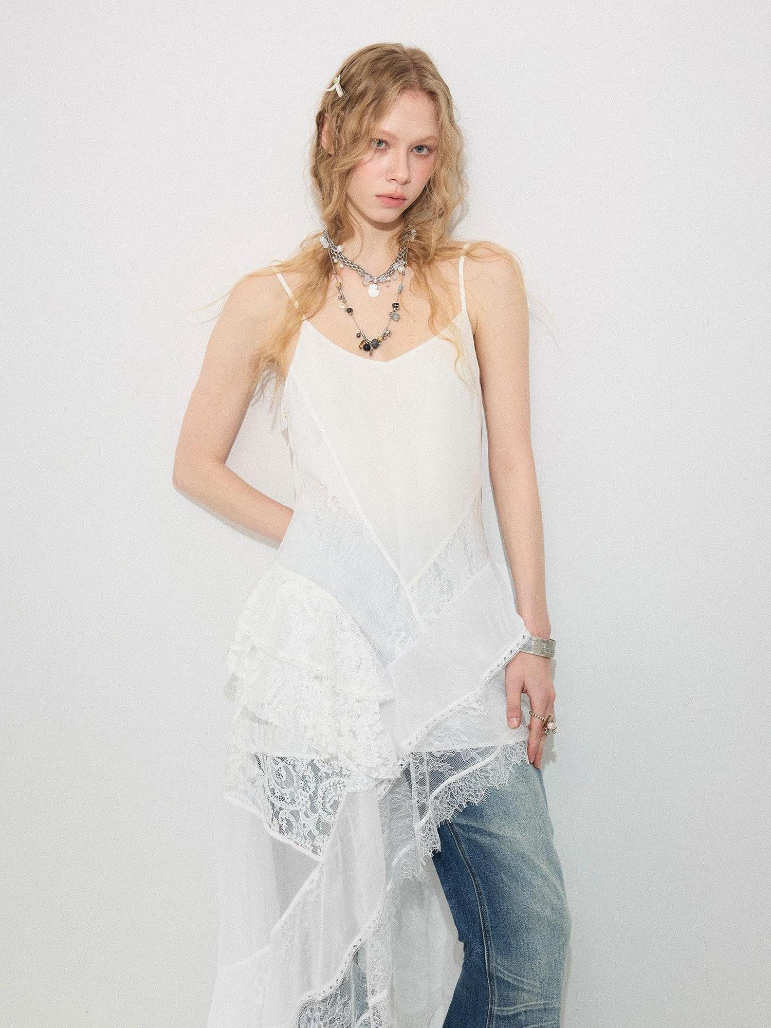 DIDDI MODA Beach Lace Irregular Spliced Strappy Women&