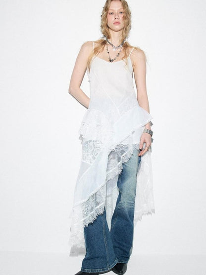 DIDDI MODA Beach Lace Irregular Spliced Strappy Women&