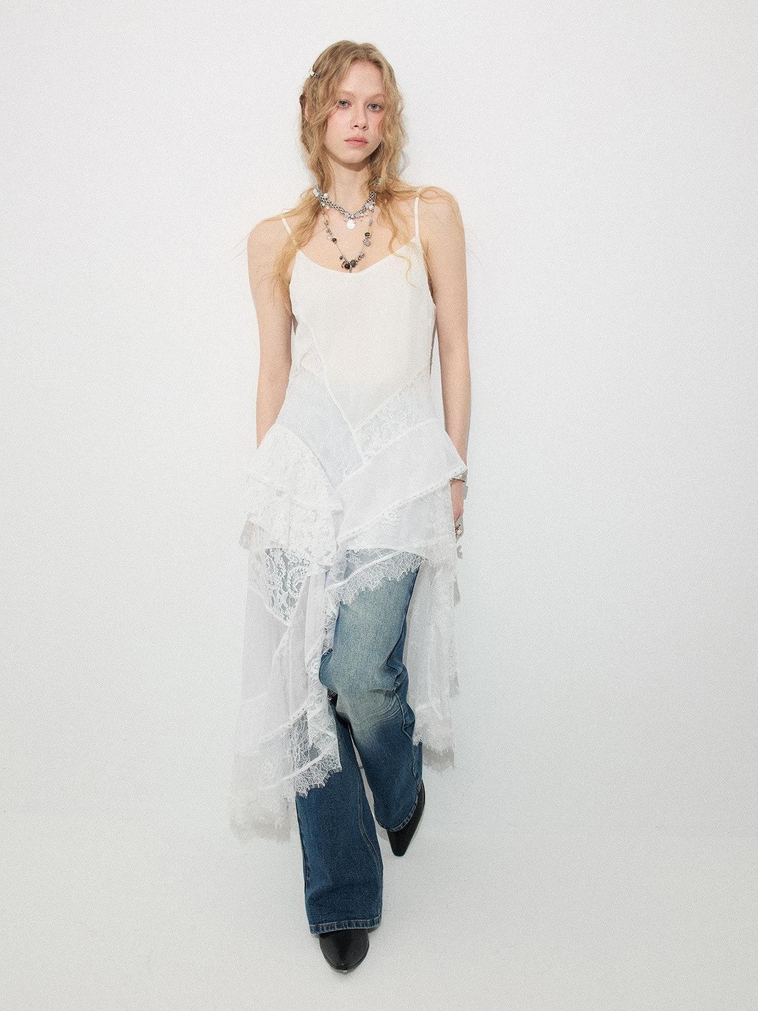 DIDDI MODA Beach Lace Irregular Spliced Strappy Women&