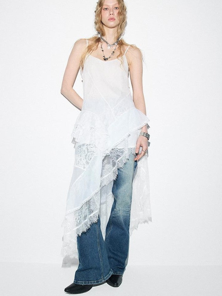 DIDDI MODA Beach Lace Irregular Spliced Strappy Women&