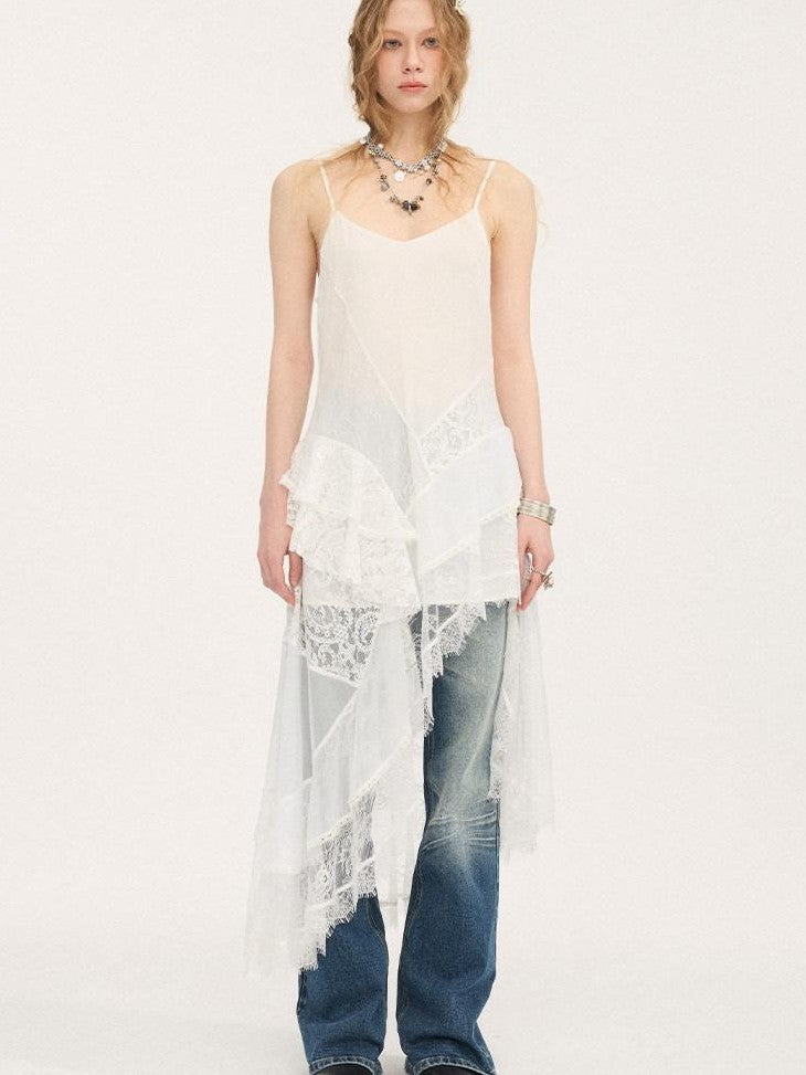 DIDDI MODA Beach Lace Irregular Spliced Strappy Women&