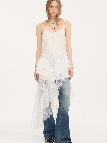 DIDDI MODA Beach Lace Irregular Spliced Strappy Women&