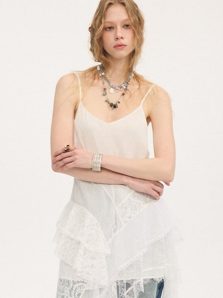 DIDDI MODA Beach Lace Irregular Spliced Strappy Women&