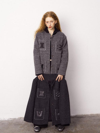 DIDDI MODA Bead Embroidered Jacket Wide Leg Pants Loose Fit Women&