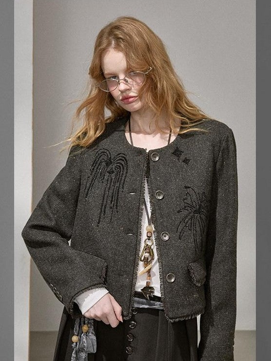 DIDDI MODA Beaded Embroidered Firework Motif Tweed Women&