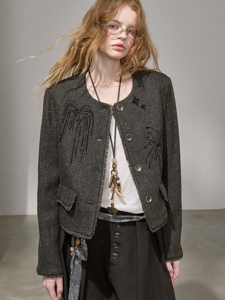 DIDDI MODA Beaded Embroidered Firework Motif Tweed Women&
