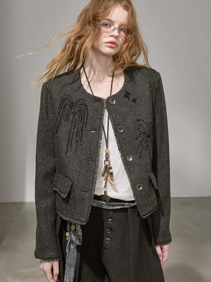 DIDDI MODA Beaded Embroidered Firework Motif Tweed Women&