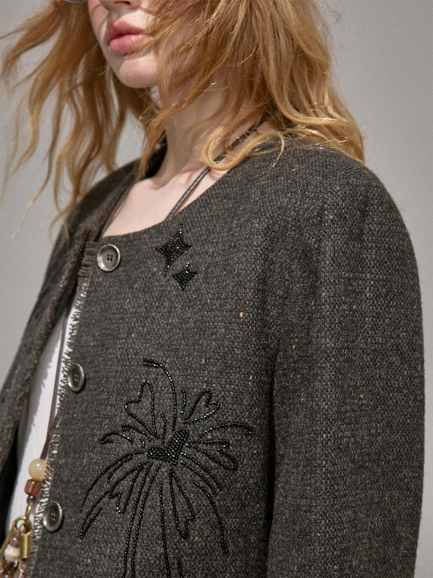 DIDDI MODA Beaded Embroidered Firework Motif Tweed Women&