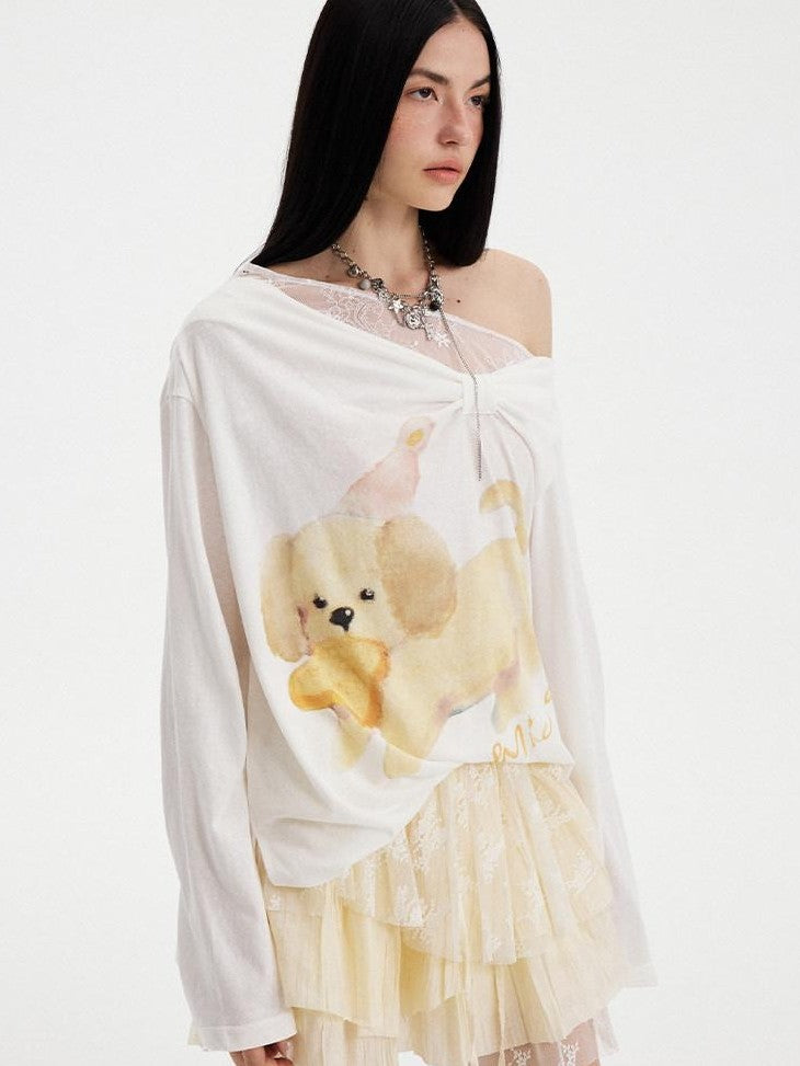 DIDDI MODA Beige Asymmetrical Patchwork Tiered Low Waist Slimming Women&
