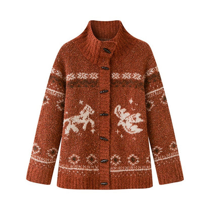 DIDDI_MODA_Bird_And_Pony_Motif_Loop_Yarn_Toggle_Button_Women&
