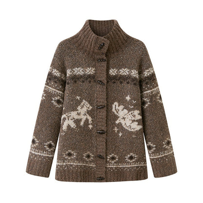 DIDDI_MODA_Bird_And_Pony_Motif_Loop_Yarn_Toggle_Button_Women&