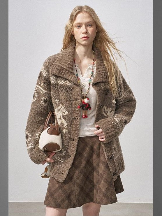 DIDDI MODA Bird And Pony Motif Loop Yarn Toggle Button Women&