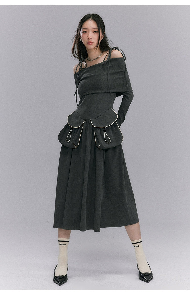 DIDDI_MODA_Black_One_Shoulder_Tie_Knit_Fitted_Women&