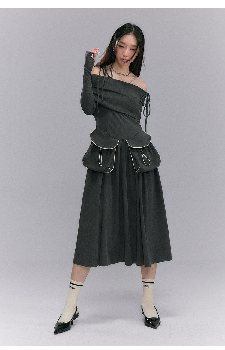 DIDDI_MODA_Black_One_Shoulder_Tie_Knit_Fitted_Women&