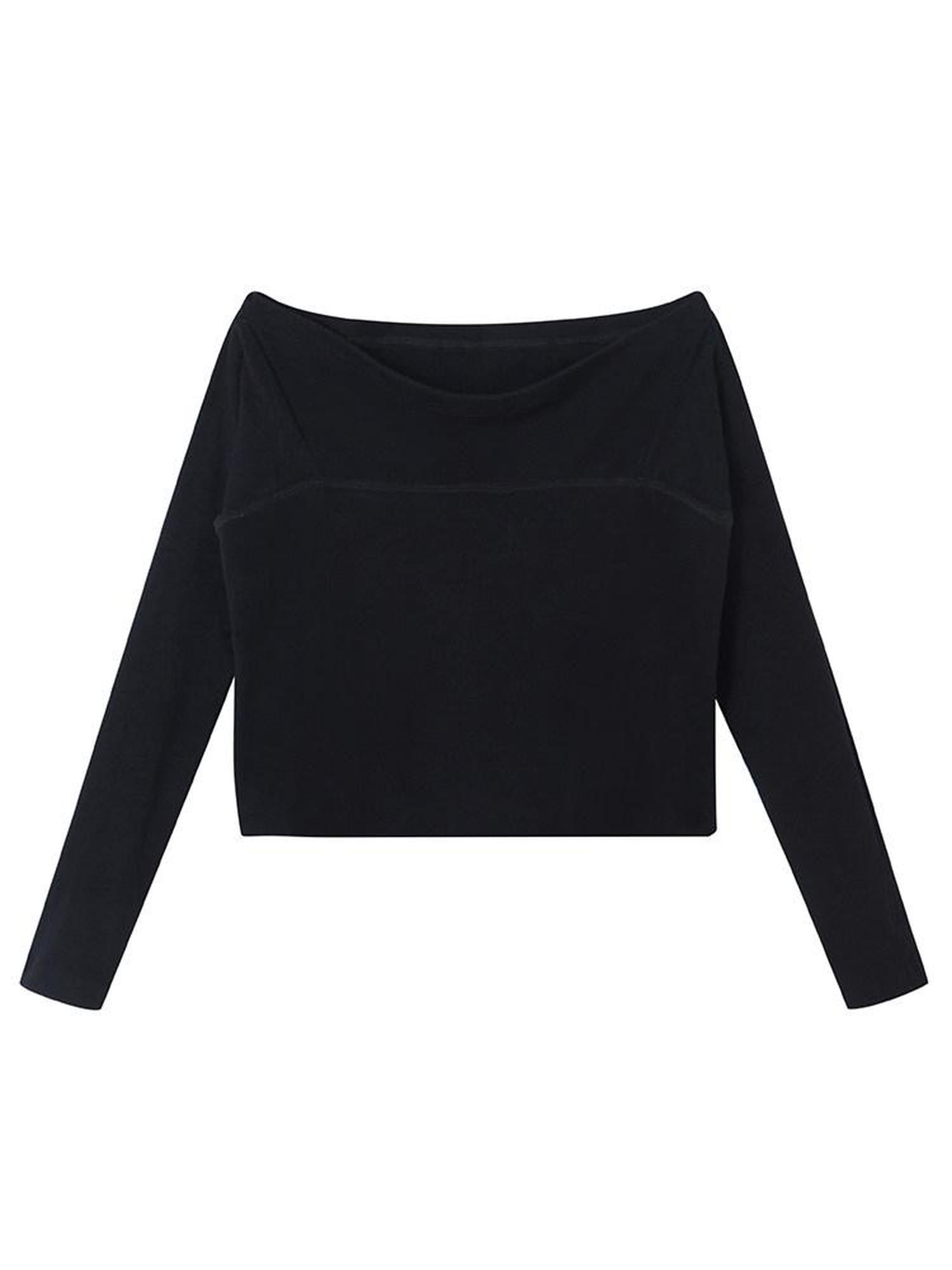 DIDDI MODA Black One Shoulder Tie Knit Fitted Women&