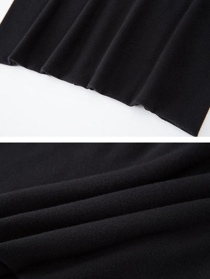 DIDDI MODA Black One Shoulder Tie Knit Fitted Women&