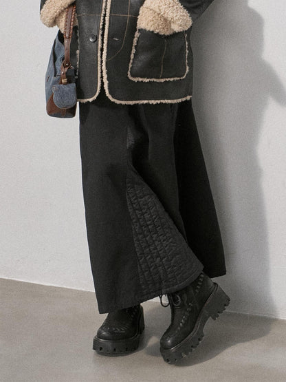 DIDDI MODA Black Quilted Patchwork Asymmetric Sculpted Tailoring Women&