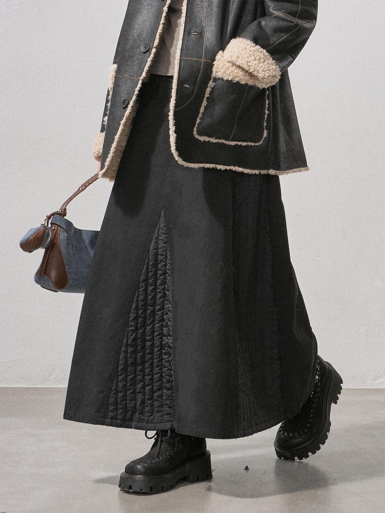 DIDDI MODA Black Quilted Patchwork Asymmetric Sculpted Tailoring Women&