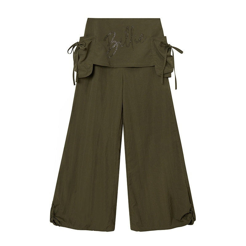 DIDDI_MODA_Black_Rhinestone_Cargo_Pockets_Faux_Two_Piece_Low_Waist_Women&