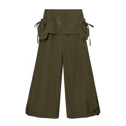 DIDDI_MODA_Black_Rhinestone_Cargo_Pockets_Faux_Two_Piece_Low_Waist_Women&