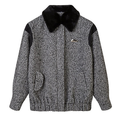 DIDDI_MODA_Black_White_Plaid_Minimalist_Bow_Women&