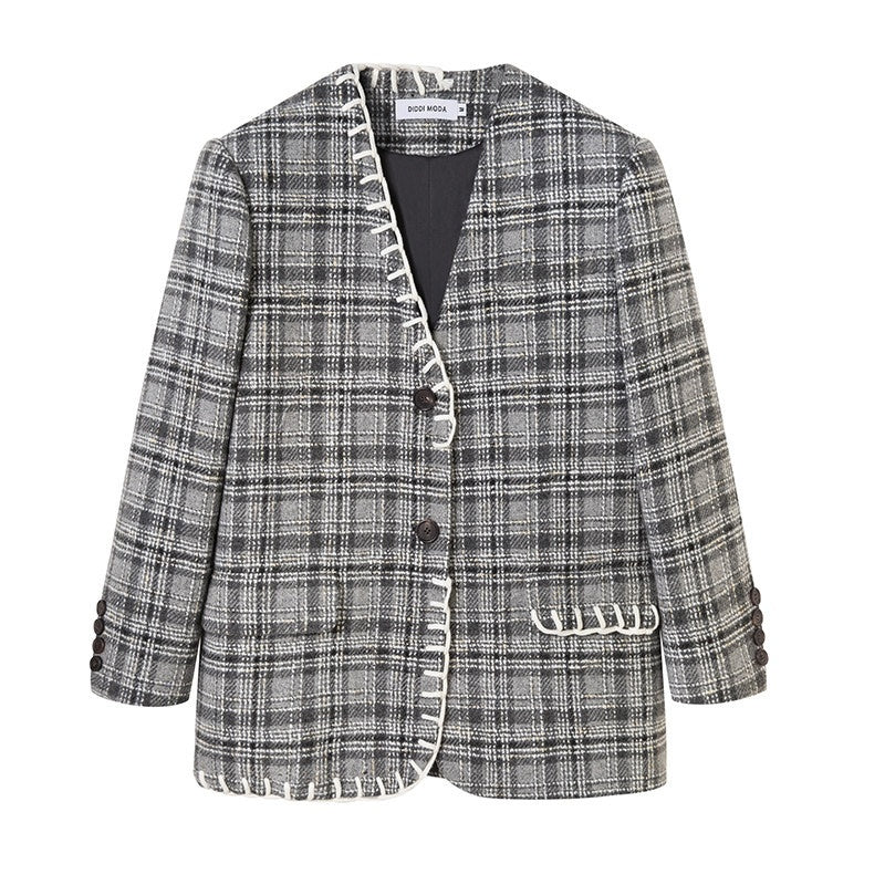 DIDDI_MODA_Black_White_Plaid_Minimalist_Bow_Women&