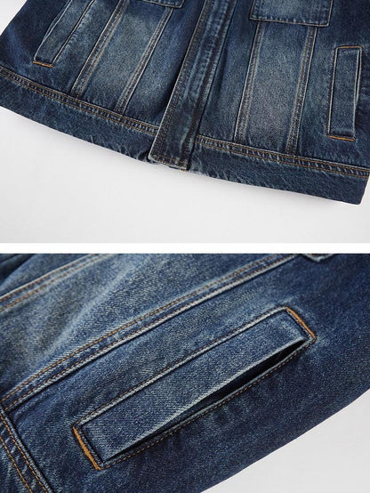DIDDI MODA Bloom Hem Loose Cropped Heavy Washed Denim Women&