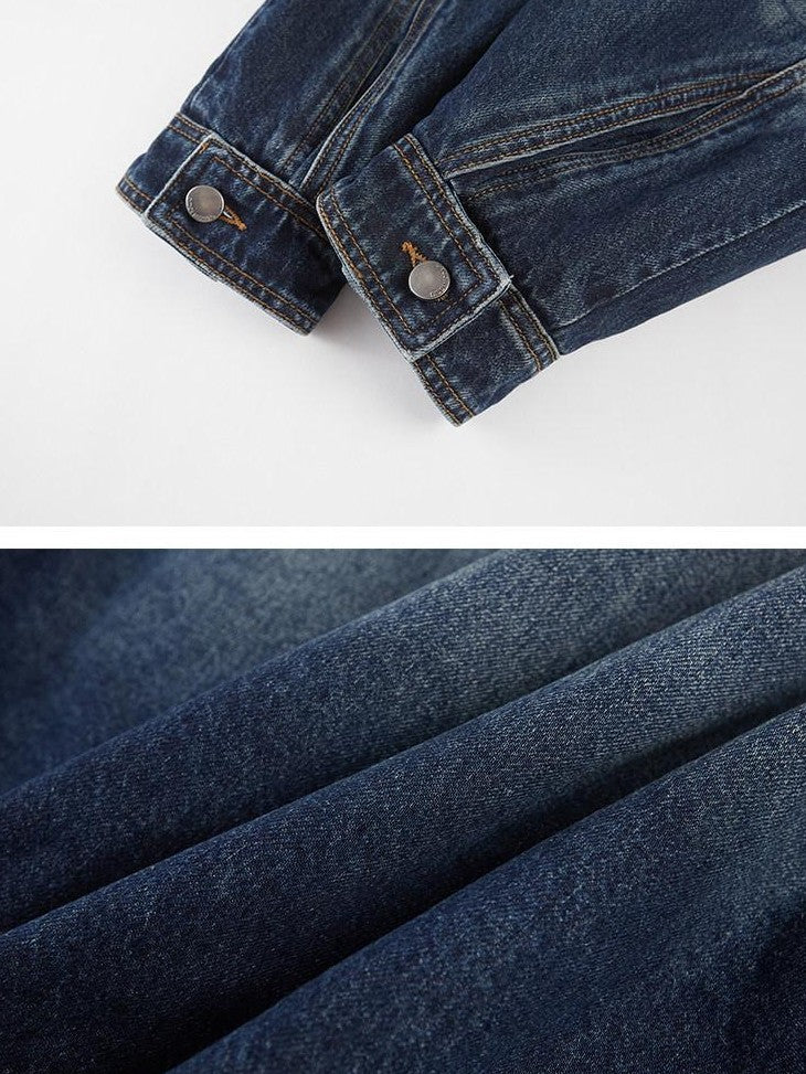 DIDDI MODA Bloom Hem Loose Cropped Heavy Washed Denim Women&