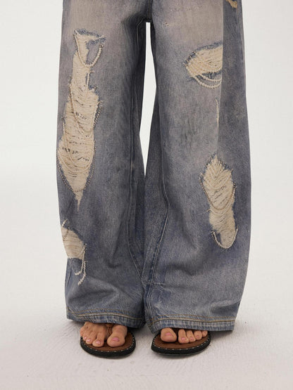 DIDDI MODA Blue Printed Distressed Faux Layered Women&